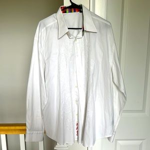 Robert Graham men’s white button down with embroidery